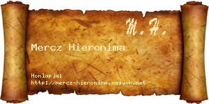 Mercz Hieronima névjegykártya